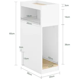 SoBuy Nachtschrank FBT171 20 x 35 x 60 cm Weiß