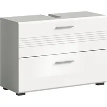 WELLTIME Waschbeckenunterschrank WELLTIME "Calcio, Breite 80 cm, 2 Schubkästen, davon einer geteilt", grau (hellgrau, weiß hochglanz), B:80cm H:56cm T:32cm, FSC-zertifizierter Holzwerkstoff, Schränke, Waschbeckenunterschrank, MDF Front, Badschrank, Bad-Möbel,