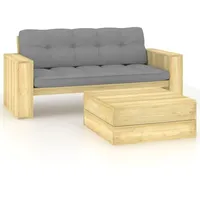 vidaXL Garten-Lounge-Set 2-tlg. grau