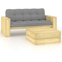 vidaXL Garten-Lounge-Set 2-tlg. grau