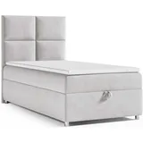 4mybaby GmbH Best for Home Boxspringbett mit Bettkasten Trinity K2-SINGLE 90x200 Bonellfederkern – Silber | Silber
