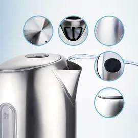 Aigostar King - Wasserkocher Edelstahl 1,7 liter, Elektrischer Wasserkocher mit Kalkfilter, LED Beleuchtung Wasserstandsanzeige, 2200 Watt, Verdecktes Heizelement, Abschaltautomatik, BPA frei