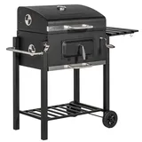 Grillwagen Holzkohlegrill Bbq Standgrill Edelstahl Schwarz 113x65x108cm