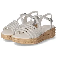 Gabor Damen Riemchensandalen, Frauen Sandalen,offene Schuhe,Strandschuhe,Sandaletten,Sommersandalen,bequem,flach,Silber/Light Grey,40.5 EU /