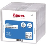 Hama CD-Doppelhüllen-Box im Super-Slim-Design für 50 CDs/DVDs/Blu-rays, 25er-Pack, transparent, single
