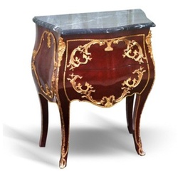 Casa Padrino Barock Kommode mit Marmorplatte Mahagonie Braun mit goldenen Metallapplikationen - Hotel Collection