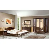 Xlmoebel Komplettschlafzimmer Holzbett mit Nachttischen und Kleiderschrank in natürlicher Holzoptik, (Schlafzimmer-Set), Hergestellt in Europa braun