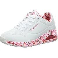 SKECHERS Uno - Loving Love Damen white durabuck/red pink mesh trim 37