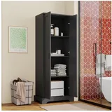 OKWISH Hochschrank Badschrank (mit feuchtigkeitsbeständiger Lackierung, Doppeltüren, vier Ablageflächen, verstellbaren Einlegeböden, Soft-Close-Scharnieren., 1-St., 56 x 40 x 170cm) schwarz 40 cm x 170 cm x 56 cm