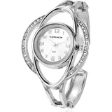 Spangenuhr Damen - Damenuhr | Uhr Damen | Damen Uhren | Damenuhren | Armbanduhren f. Damen | Damenuhr Silber | Armbanduhr Damen Silber | Uhr Damen Silber | silber Uhr | Uhr Silber Damen (Silber-Weiß)