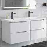 duschspa Waschtisch Waschbecken mit Unterschrank Waschtischunterschrank Smiley, Badmöbel in Breite 50/60/80/90/100 cm weiß 122 cm x 58 cm x 47 cm