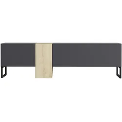 TV Lowboard Anthrazit Saphir mit Metall Füße (teil Marmor Optik) 9161