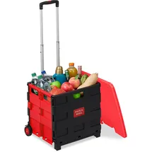 Relaxdays Einkaufstrolley rot/schwarz 50 x 47 x 12 cm