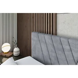 altdecor Boxspringbett mit Matratze und Topper, Polsterbett mit Bettkasten, Bett mit Stauraum H4-Matratze, Doppelbett, Springboxbett - ERNINA - Grau Samt