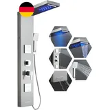 Duschpaneel Mit Armatur Und LED, 5-Funktion Duschsäule - LED Regen-/Wasserfall-D