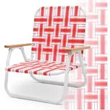 Sekey Campingstuhl Campingstuhl Faltbar Strandstuhl Klappstuhl mit Buchenholz-Armlehnen rot