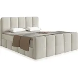 Juskys Boxspringbett Manitoba - Modernes Design mit Bouclé-Stoff, - Beige