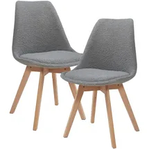 [en.casa] Esszimmerstuhl Fläten Bouclé Grau 2er Set