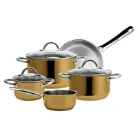 Induktions-Kochtopfset aus hochwertigem Edelstahl, 8-teiliges Kochgeschirr, Töpfe mit Glasdeckel, 3 x Kochtopf, Stielkasserole und Bratpfanne, fü...
