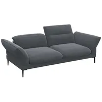 FLEXLUX 2,5-Sitzer Salino, Funktionssofa, Relaxsofa, Sofa mit Arm- und Kopfteil-Verstellungen, Kaltschaum & Stahl-Wellen grau