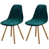 Highdi Stuhlhussen 2er Set, Strech Samt Stuhlhussen Skandinavisch Grün Abnehmbare Universal Stuhlbezug Waschbarer Chair Cover Stuhlabdeckung Elegante Esszimmer