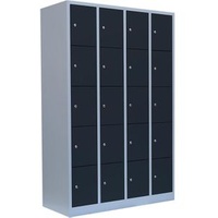 Lüllmann Schließfachschrank X-520548, aus Metall, 20 Fächer, 118,5 x 180 x 50cm, anthrazit