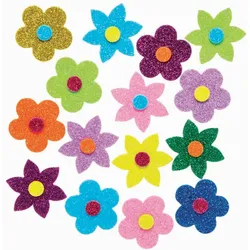 Blumen-Glitzer-Aufkleber  (pro Set 120) Bastelbedarf Verzierung & Dekorationen
