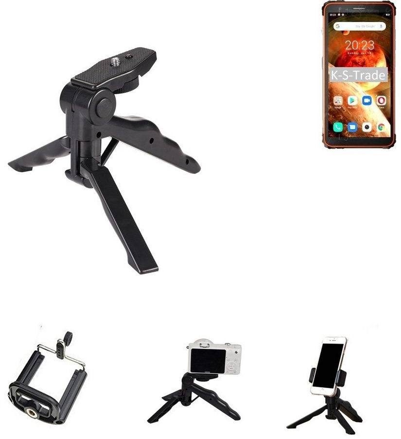 K-S-Trade für Blackview BV6600 Smartphone-Halterung, (Stativ Tisch-Ständer Dreibein Handy-Stativ Ständer Mini-Stativ) schwarz
