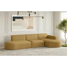 Fun Möbel Ecksofa Designersofa PALMA in Stoff Scala Senfgelb Ottomane Rechts - Gelb