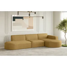 Fun Möbel Ecksofa Designersofa PALMA in Stoff Scala Senfgelb Ottomane Rechts - Gelb