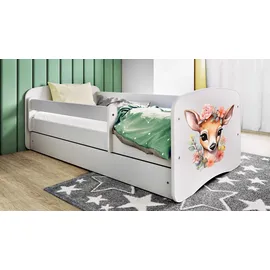 WFL GROUP Jugendbett Emily 70 x 140 cm Kiefer weiß dunkelorange