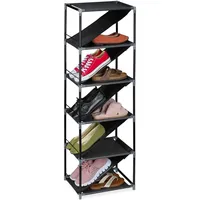 Relaxdays Schuhregal, 11 Paar, schmaler Schuhorganizer, schräge & gerade