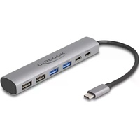 Delock USB Hub (USB C), Dockingstation + USB Hub, Grau