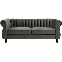 Vente-unique Chesterfield-Sofa - 3-Sitzer - Samt - Grau - Trumbo