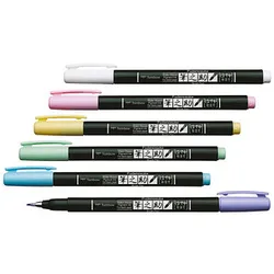 Tombow Fudenosuke Pastel Brush-Pens farbsortiert, 6 St.