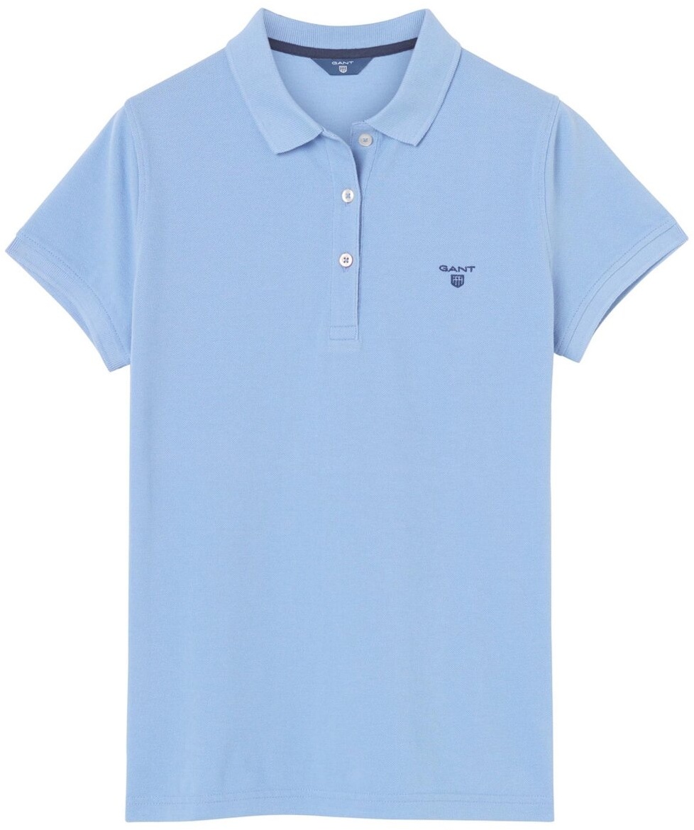 GANT Damen Poloshirt - MD. Summer Pique, Halbarm, Knopfleiste, Logo, einfarbig Blau (Gentle Blue) S
