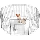 Yaheetech Welpenlaufstall 8-TLG Schwarz 61 x 61 cm