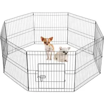 Yaheetech Welpenlaufstall 8-TLG Schwarz 61 x 61 cm