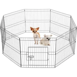Yaheetech Welpenlaufstall 8-TLG Schwarz 61 x 61 cm
