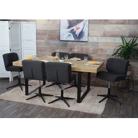 Mendler 2er-Set Esszimmerstuhl HWC-H42, Drehstuhl Stuhl, höhenverstellbar drehbar Stoff/Textil dunkelgrau, Fuß schwarz