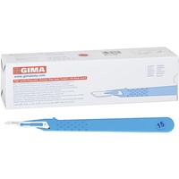 Gima - Sterile Skalpelle aus rostfreiem Edelstahl, Handgriff aus ABS, zum Einmalgebrauch, Standard, Nr. 15, 10 einzeln verpackte Skalpelle.