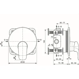 Ideal Standard Brausearmatur Ceraflex Unterputz Chrom