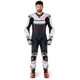 Alpinestars GP-R7 Lederkombi - Weiß/Schwarz/Neon-Rot - 58