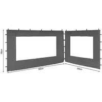 2 Seitenteile 250x190cm 350x190cm für Pavillon Nizza 3x4m Seitenwand Grau
