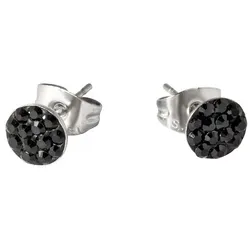 Paar Ohrstecker FIRETTI "Schmuck Geschenk Ohrschmuck rund", schwarz (edelstahlfarben, schwarz, schwarz), Ohrringe, Damen, Edelstahl, mit Kristallstein