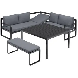 Kettler Ocean Casual Dining Dininglounge Tisch 112,5x112,5cm Aluminium/Polyester Dunkelgrau|Hellgrau