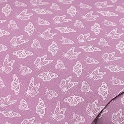 Baumwollstoff Schmetterlinge "Lena", lila-weiß