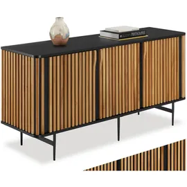 Tectake Sideboard Lineo 156 x 45,5 x 74 cm Braun/Schwarz