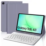 WAVATA Tastatur für Samsung Galaxy Tab A11 8.7 Zoll 2025/A9 2023, Hülle mit Tastatur für Samsung Tab A11 Magnetische Bluetooth Abnehmbare QWERTZ Layout, Lila