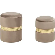 Beliani Pouf mit Stauraum Samtstoff Taupe 2er Set MEDFORD